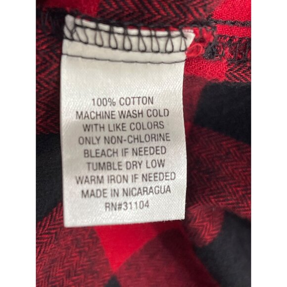 True Craft XXL Red & Black Buffalo Plaid Long Sleeve Button-Up Shirt 100% Cotton - Picture 4 of 8